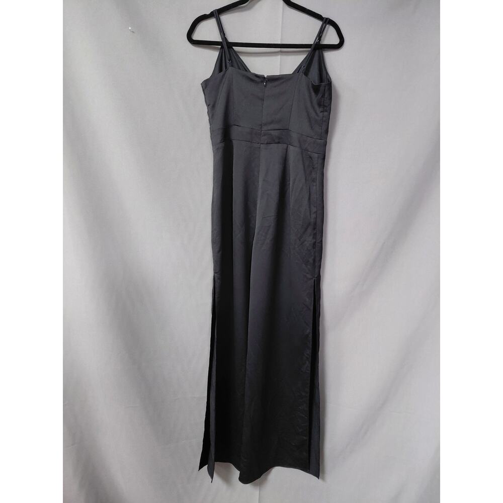 Express Black Satin Sleeveless V-Neck Wide Leg Jumpsuit Women Size M - Picture 3 of 12